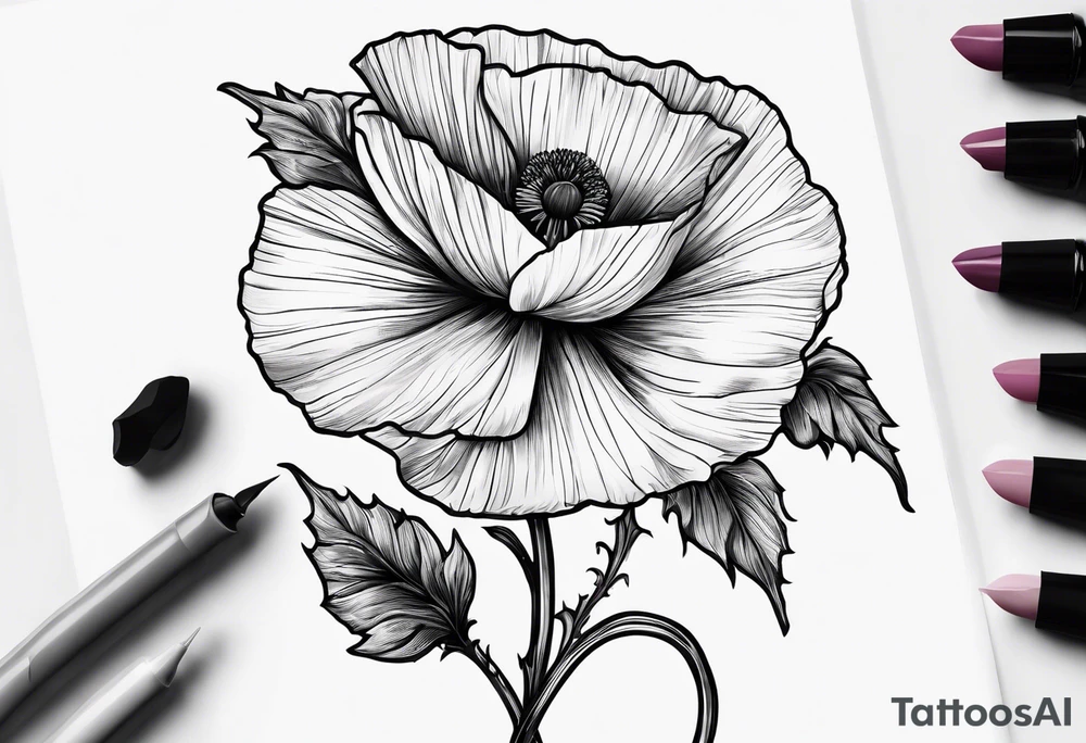 Poppy flowers with colorado mountains and the ocean tattoo idea