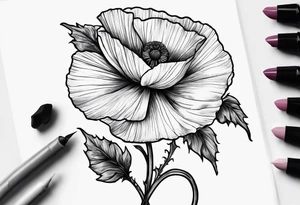 Poppy flowers with colorado mountains and the ocean tattoo idea