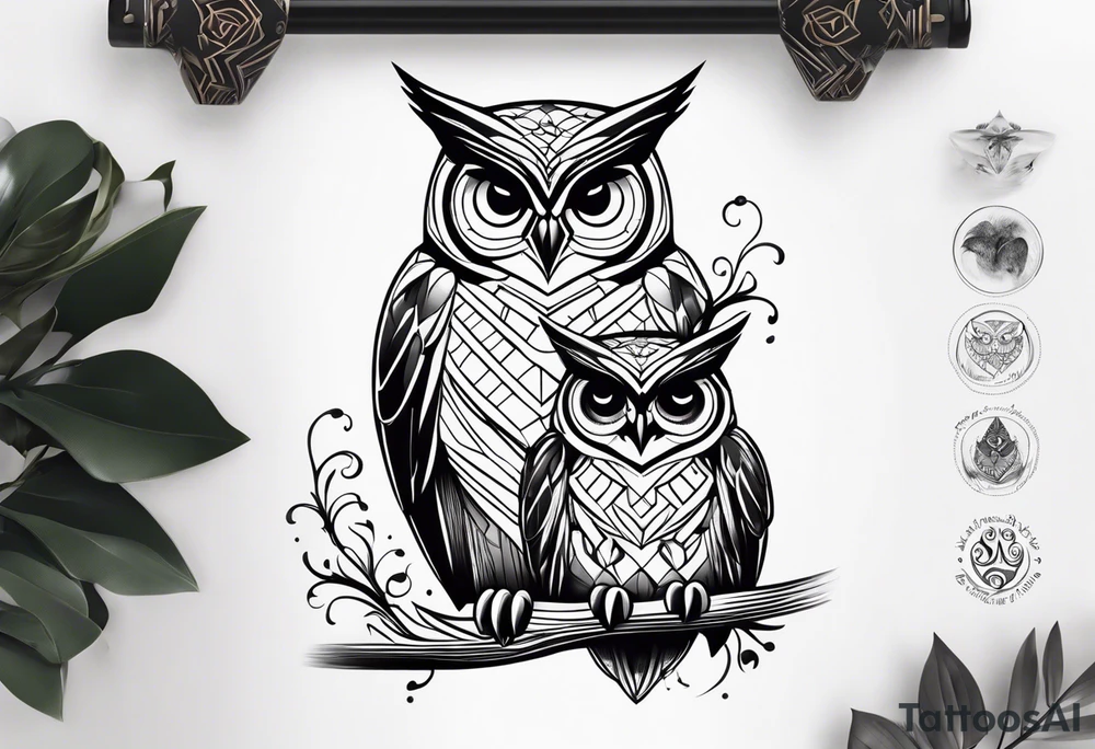 Mom and baby owl tattoo idea