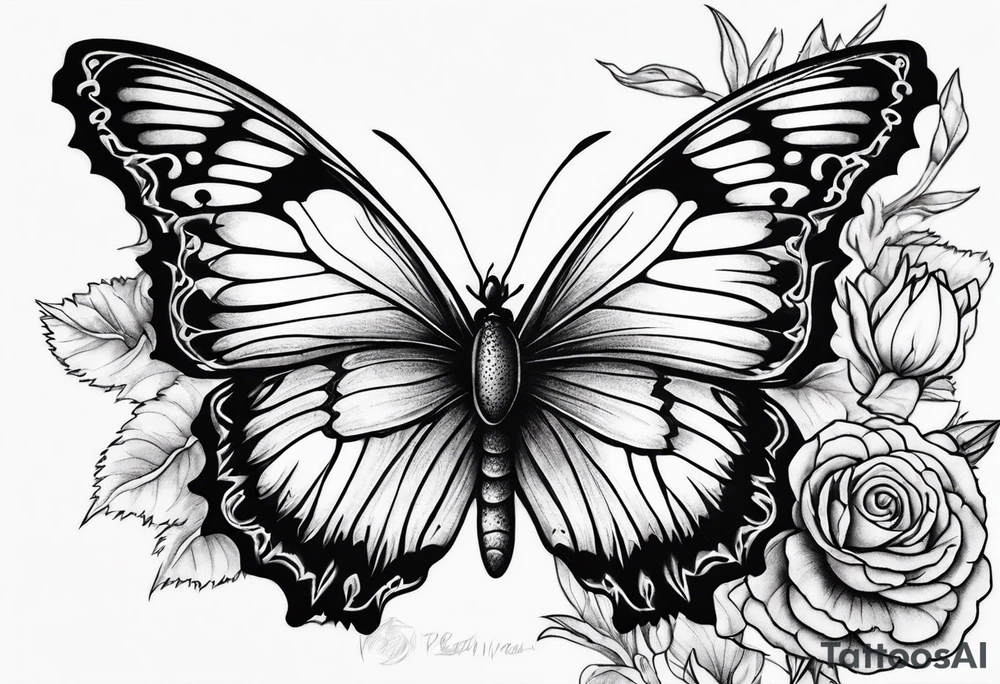 carnation moon butterfly tattoo idea