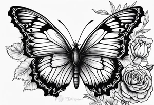carnation moon butterfly tattoo idea
