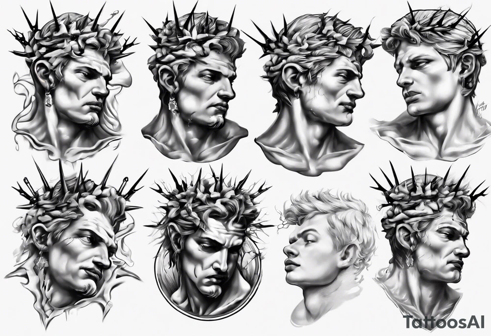 Bust of David with thorns tattoo idea
