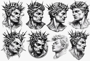 Bust of David with thorns tattoo idea