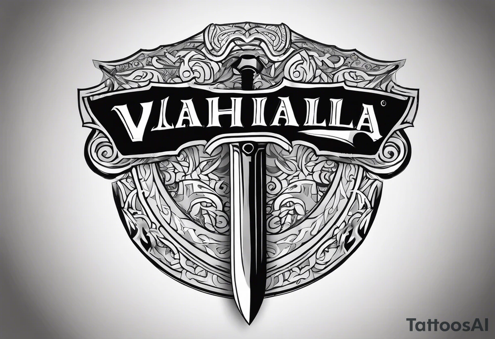 Valhalla sword shield axe armour tattoo idea
