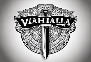Valhalla sword shield axe armour tattoo idea