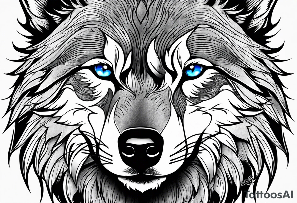 wolf with blue eyes tattoo idea