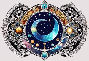 Astrology, Cancer & Aquarius, Natal Chart, angelic, vision, yin yang, the moon, the sun, Uranus, Pluto, spiritual third eye, mystical armband tattoo idea