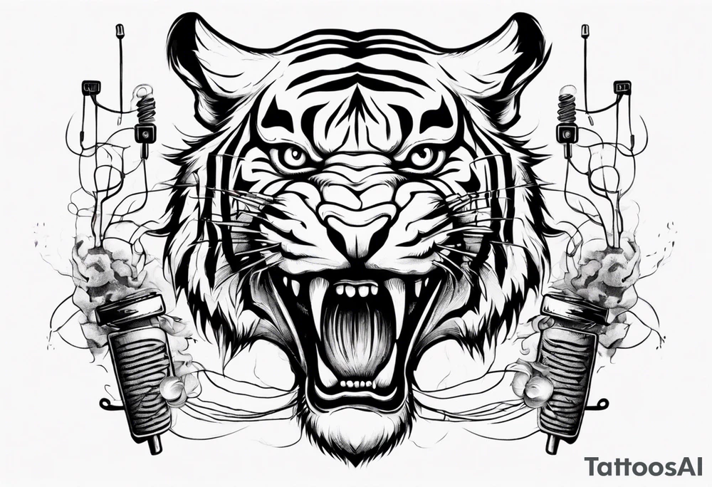 A tiger surrounded by electricity tattoo idea