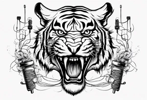 A tiger surrounded by electricity tattoo idea