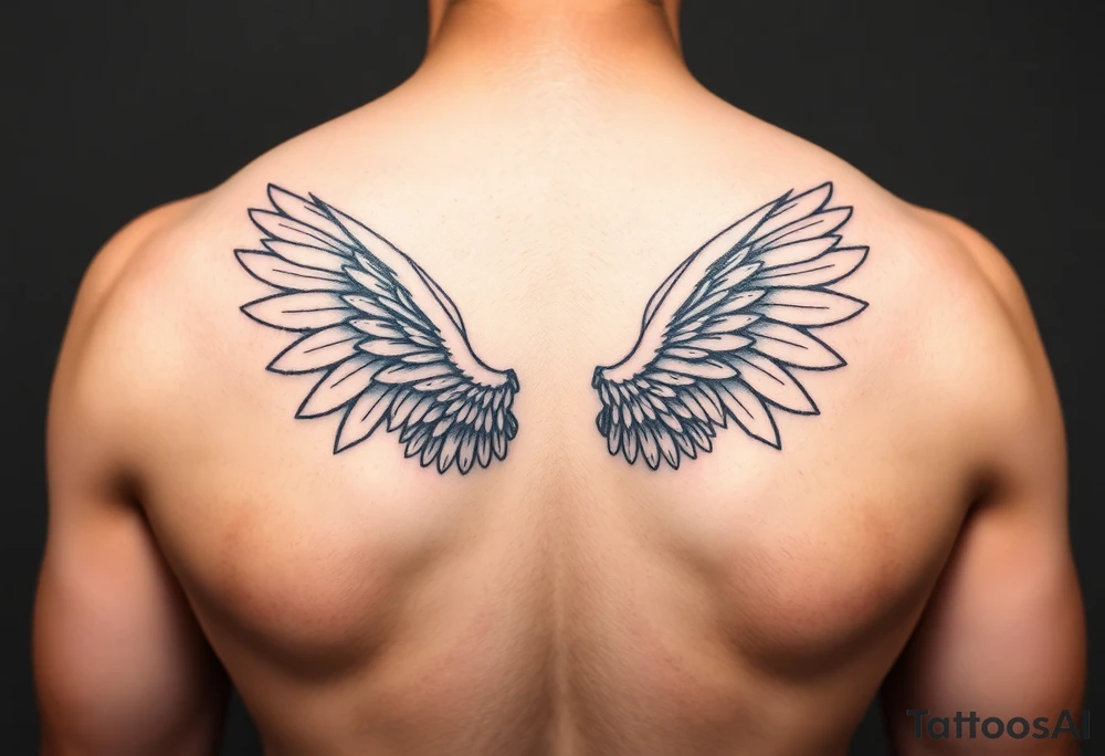 Small minimalist upright angel wings tattoo idea