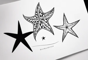 Two different star fish on top of olive branch tattoo idea