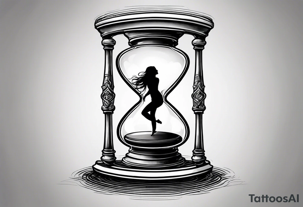 hourglass with little girl dancing tattoo idea