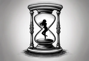 hourglass with little girl dancing tattoo idea