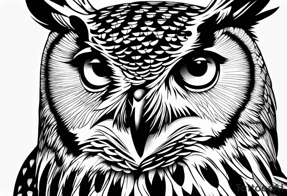 majestic owl, medium size tattoo idea