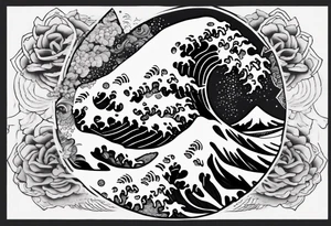 The great wave off kanagawa mixed with a mandala design tattoo idea