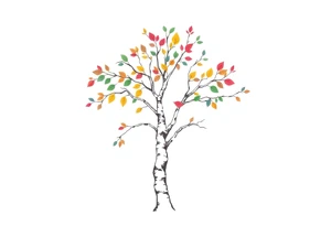 birch tree with coloured leaves tattoo idea