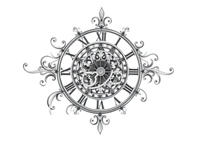 vintage roman numerals within ornate clockwork mechanism tattoo idea