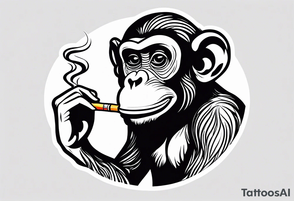 simple picture of a monkey smoking a cigarette, plain and simple smoking a cigarette tattoo idea
