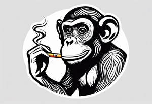 simple picture of a monkey smoking a cigarette, plain and simple smoking a cigarette tattoo idea