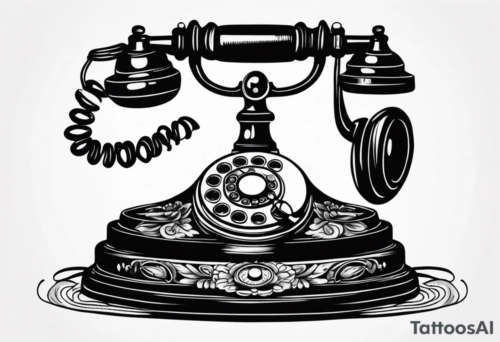 vintage telephone with eyes tattoo idea