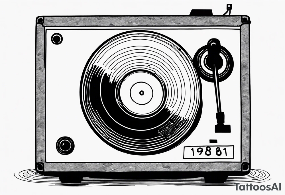 vinyl record coming out of skin with 1987 on it tattoo idea