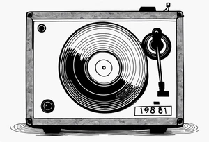 vinyl record coming out of skin with 1987 on it tattoo idea