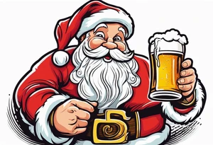 SANTA DRINKING A LARGE PINT OF BEER tattoo idea