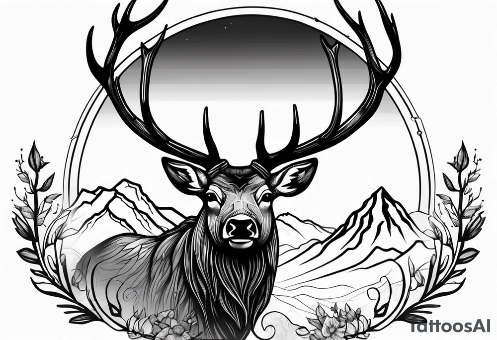 majestic elk with mountains in the background tattoo idea majestic elk with mountains in the background tattoo idea