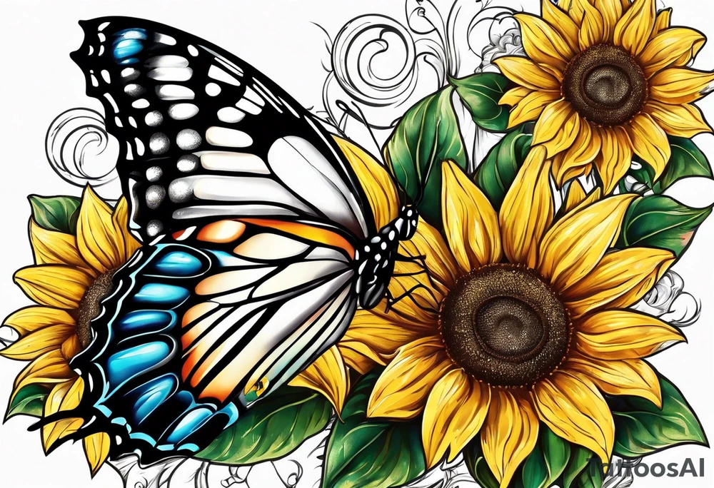 Butterfly and sunflower for mom tattoo idea