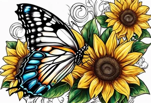 Butterfly and sunflower for mom tattoo idea