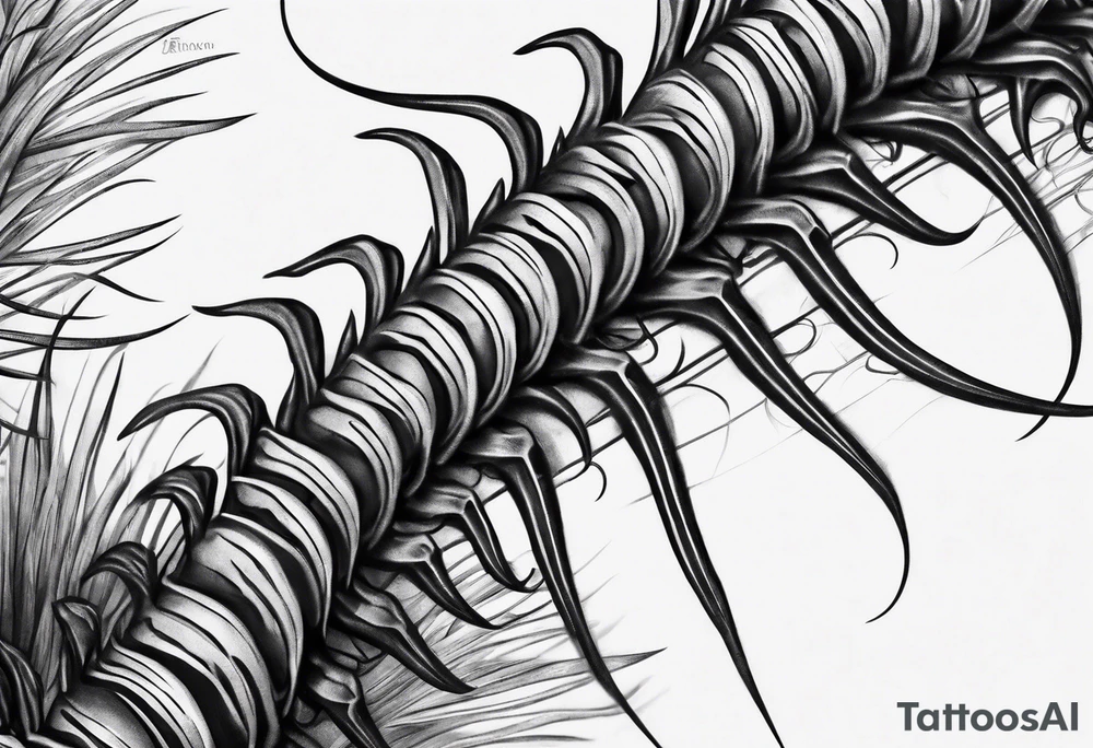 dark style centipede spine tattoo tattoo idea