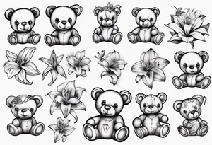 Teddy bear Lily space tattoo idea