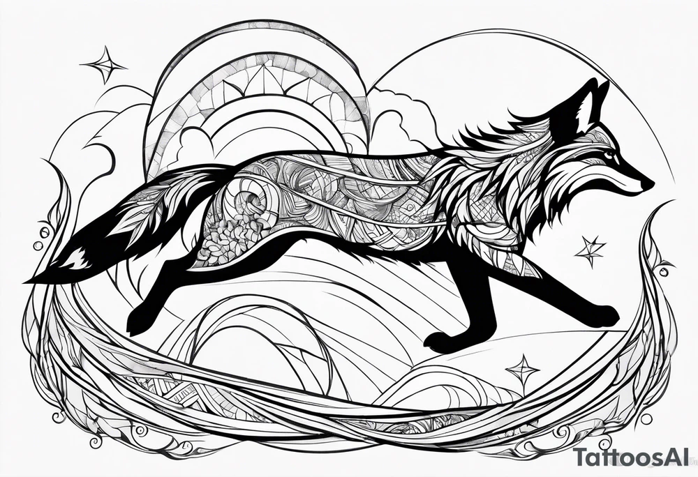 Fox jumping tattoo idea