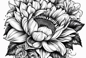 Sunflower, Rose, Lily tattoo idea