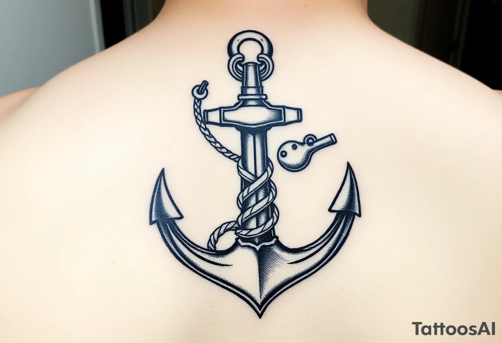 Anchor with a weasel weaving thru it tattoo idea