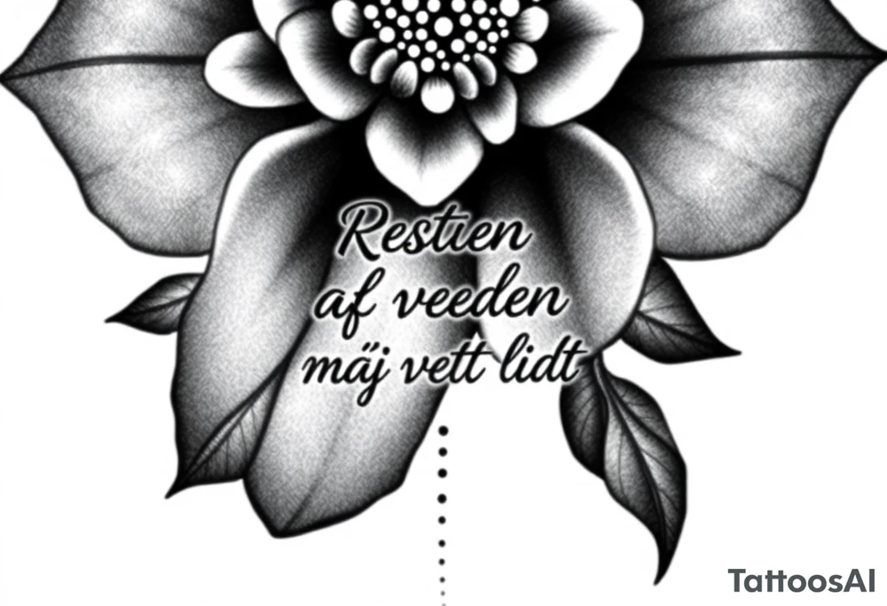 create a flower tattoo where the follomg text is indluded in the flower

Text: Resten af verden må vente lidt tattoo idea