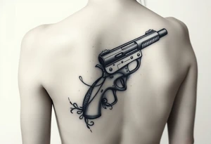 Sbake wrapped around machine gun pointing up tattoo idea