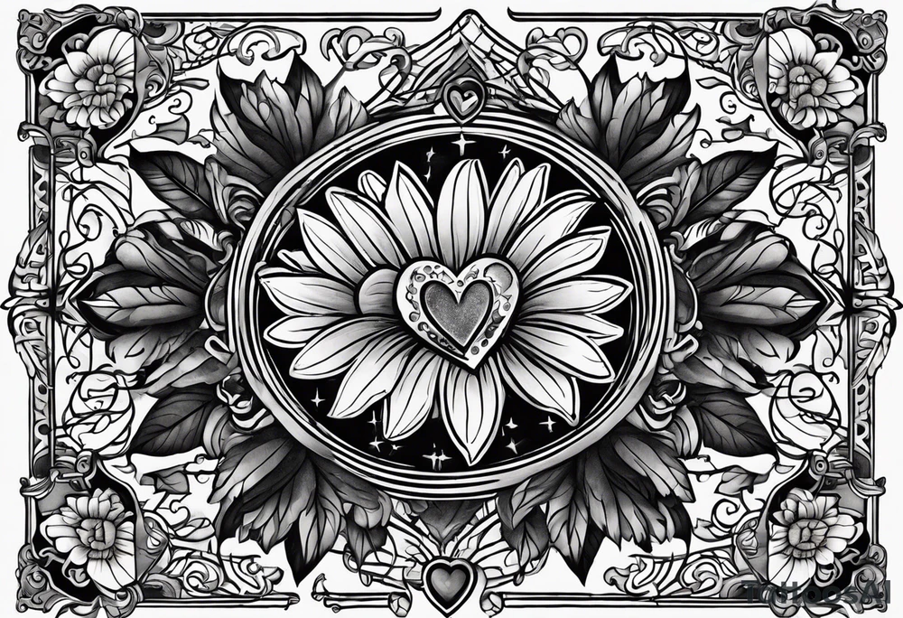 A cross with my family’s names on it names are Peter Lori Kyle and around Peter’s name put a motercycle and a bear around loris name put a sunflower and a heart and around Kyle’s name put a baseball and electricity tattoo idea
