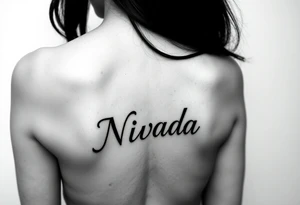 a woman's waist with the word "Nwada" written on her waist make her sit on the bed tattoo idea