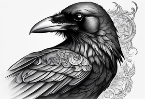 Raven, smoke, scroll, tattoo idea