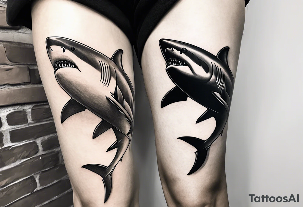 a shark blackwork tattoo for my calf tattoo idea