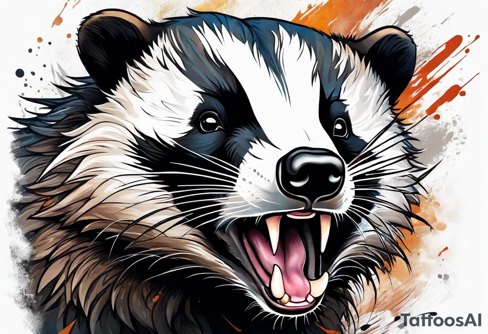 badger mouth open tattoo idea
