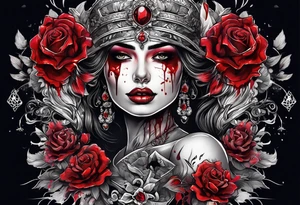 Bloody bandage woman face magic skulls tattoo idea