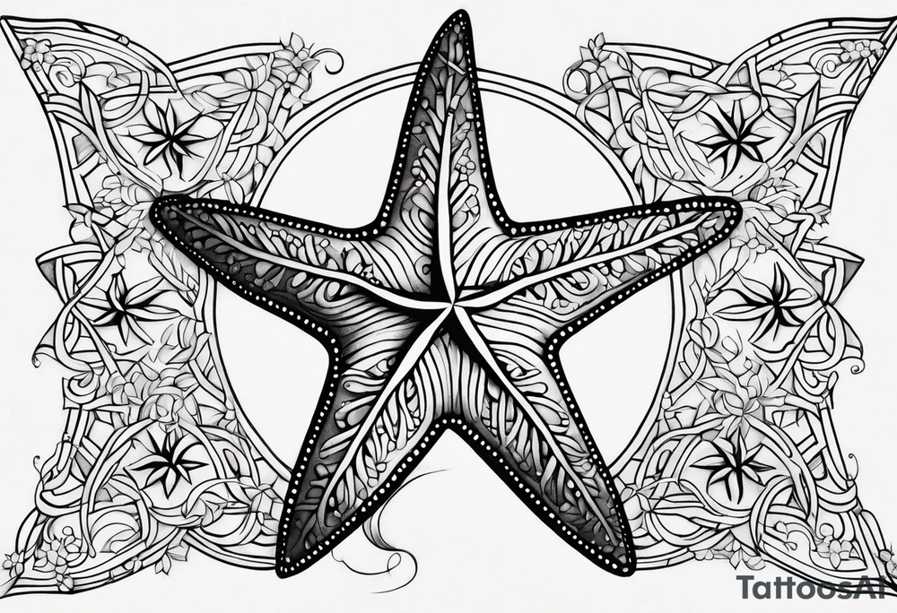 Starfish olive branch tattoo idea
