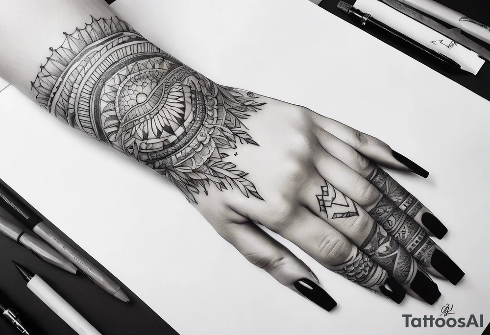 hand ghotik tattoo idea