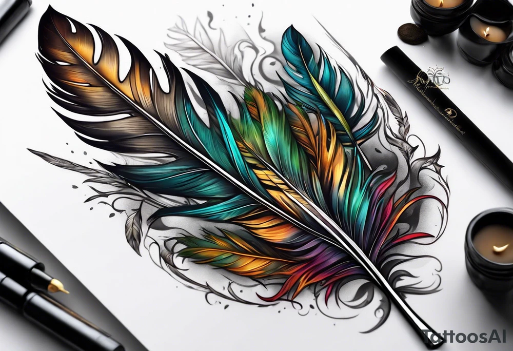 Forest feathers smoke tattoo idea