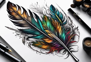 Forest feathers smoke tattoo idea