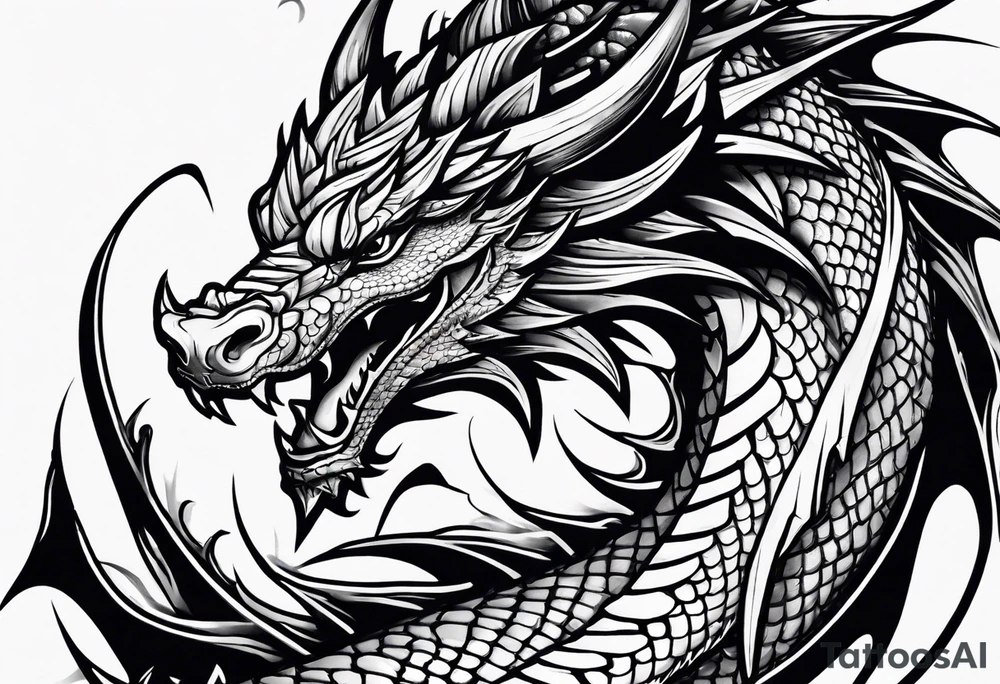 dragon with a sword tattoo idea