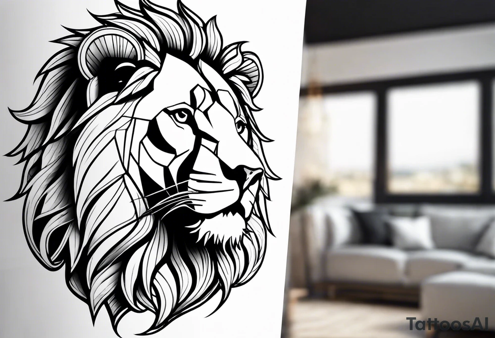 geometric lion tattoo tattoo idea