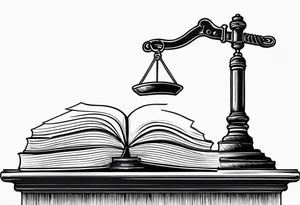 Law scales of justice books gavel tattoo idea
